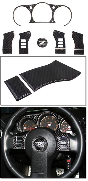 Carbon Fiber Trim Kit For Steering Wheel & Speedo, 06-09 350Z