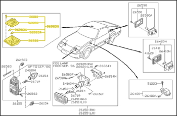 Factory Map Light, 84-89 300ZX (Z31)