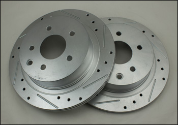 Clearance! Cross Drilled & Slotted Rear Rotor Set, Non-Brembo Models, 03-05 350Z